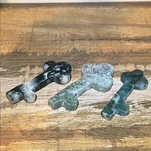Moss Agate Stone Key Shaped Home Accents